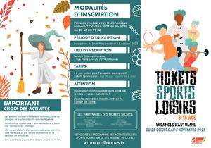 Ticket sport loisir Automne 2023