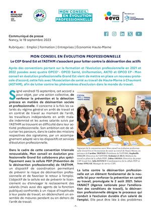 Communiqué de presse Convention CEP /  ASTHM