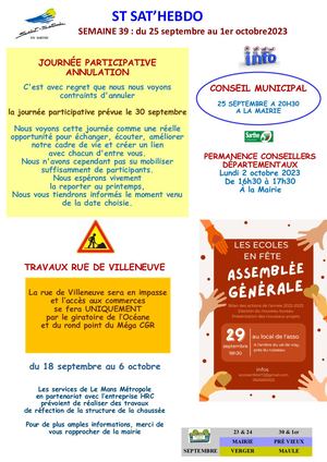 Semaine 39 Du 25 Sept Au 1er Oct 2023