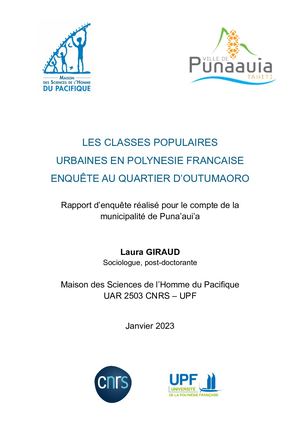 Rapport de Recherche "Les Classes Populaires Urbaines en Polynésie Française" Giraud Laura Janvier 2023