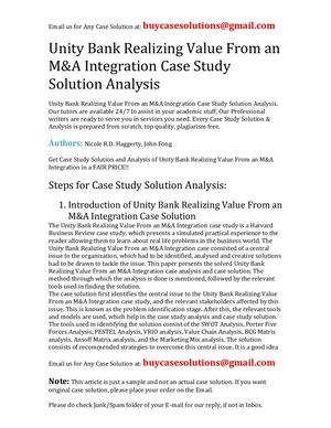 Calaméo - Unity Bank Realizing Value From An M&A Integration Case Study ...