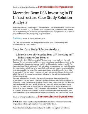 Mercedes Benz USA Investing In IT Infrastructure Case Study Solution Analysis