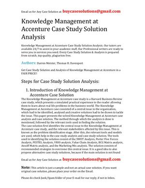 Knowledge Management At Accenture Case Study Solution Analysis