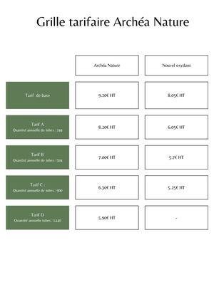 Tarif Archea Nature