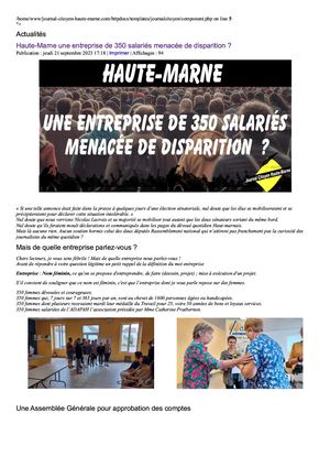 Haute Marne Une Entreprise De 350 Salariés Menacée De Disparition