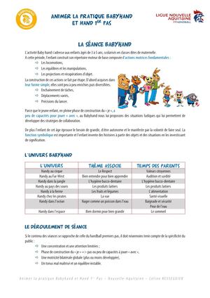 Babyhand Organisation Seance Baby Handball 2022