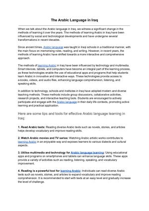 The Arabic Language In Iraq