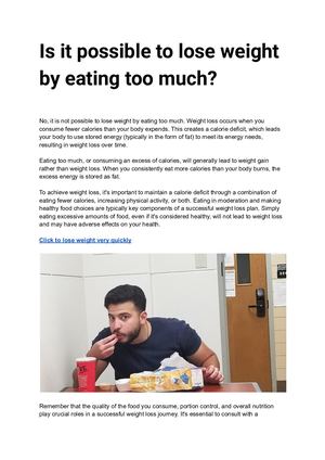 Is It Possible To Lose Weight By Eating Too Much