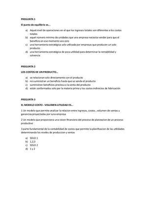 Examen De Contabilidad De Costos