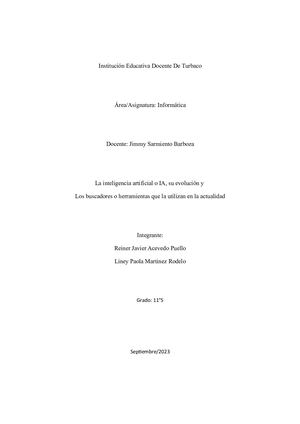 Trabajo Escrito La Inteligencia Artificial
