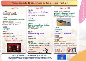 Animations Du 25 Au 01 Octobre 2023