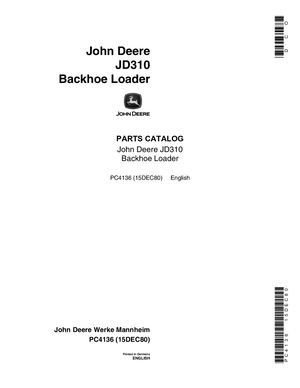 John Deere 310 Backhoe Parts Manual