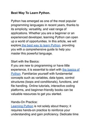 Best Way To Learn Python