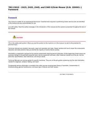 John Deere Z425 Z435 Eztrak Mower Service Manual