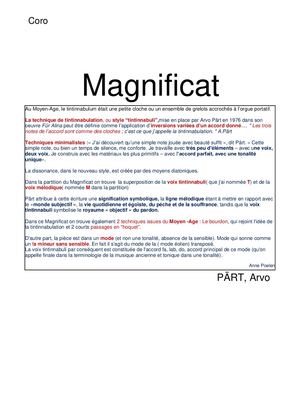 Arvo Part Magnificat Analyse