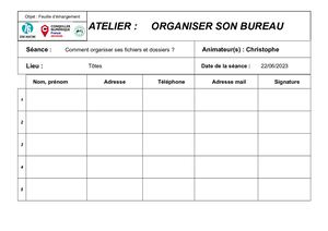 Feuille De Presence Vierge