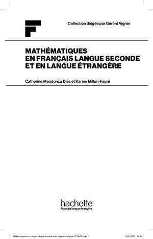 Mathématiques En Fr Langue Seconde Et En Langue éTrangère
