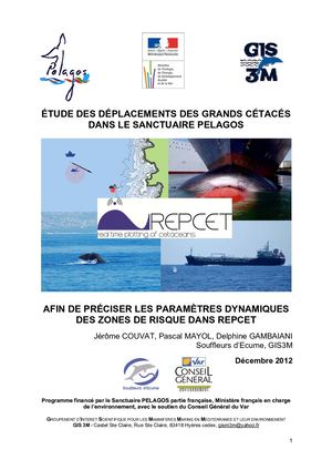 Etude des déplacements des grands cétacés dans le sanctuaire PELAGOS afin de préciser les paramètres dynamiques des zones de risque dans REPCET