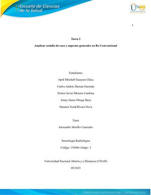 Tarea 2 - Analizar Estudio De Caso Y Aspectos Generales En Rx Convencional