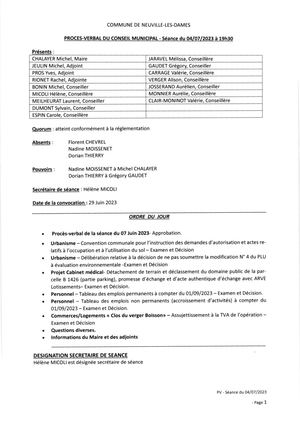 Compte Rendu Du Conseil Du 04 07 2023