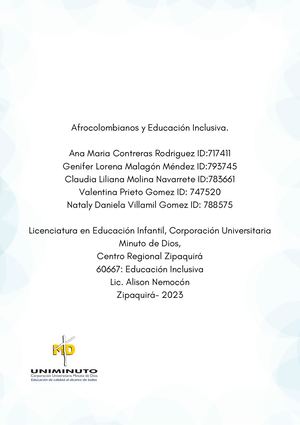 Afrocolombianos y Educación Inclusiva