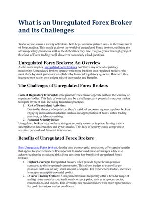 What Is An Unregulated Forex Broker And Its Challenges