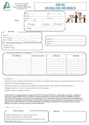 Fiche Inscription Adulte