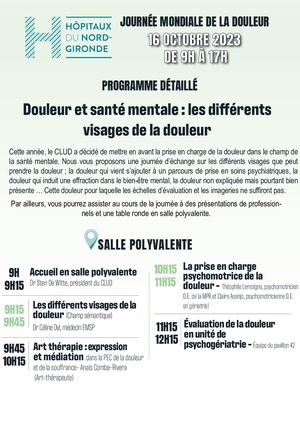 Programme détaillée journée Mondiale de la Douleur