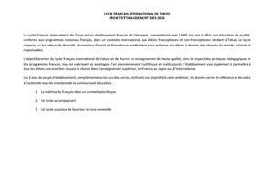 Projet Etablissement Lfitokyo 2326