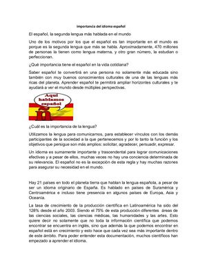 Importancia Del Idioma Español Eiber1