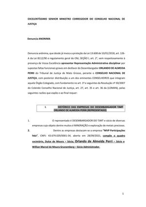 Denuncia Contra Desembargador Orlando Perri Encaminhada Ao Conselho Nacional De Justiça Por Envolvimento Com Garimpo Em Mato Grosso