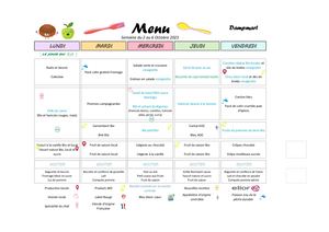 Menus cantine Dampmart