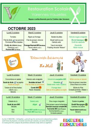 Menu Octobre 2023