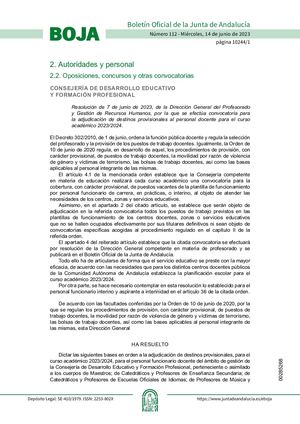 Resolucion7junio2023Destinos Provisionales