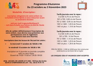 Programme Vacances Toussaint