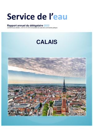Eau potable - RAD DPS CALAIS 2022