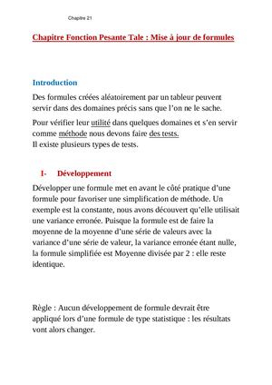 Mise à Jour De Formules Et Protocole Expérimental