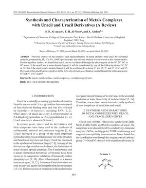 Synthesis and Characterization of Metals Complexes with Uracil and Uracil Derivatives (A Review)