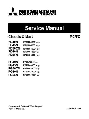 Mitsubishi Fg50n Fg55n Forklift Trucks Service Repair Manual