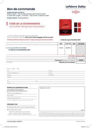 BDC Code de la gourmandise 2024