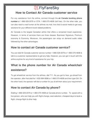 How to contact air Canada by Phone?