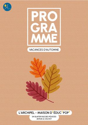 Programme des Vacances d'Automne 2023