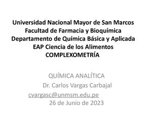 Complexometria Dr Carlos Vargas Carbajal 20 06 2023
