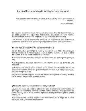 Autoanálisis Modelo De Inteligencia Emocional