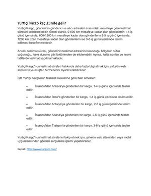Yurtiçi Kargo Kaç Günde Gelir