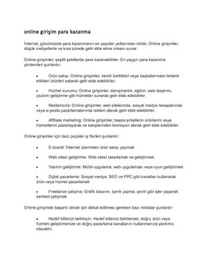 Online Girişim Para Kazanma