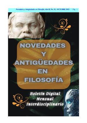 Boletín Digital Interdisciplinario Novedades En Filosofía Número 12 (Octubre 2023)
