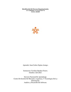 Identificación De Procesos Organizacionales