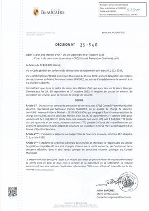 Fichier Parution Des Décisions 23 340 à 23 341 Du 29 09 2023