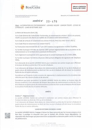 Fichier Parution Des Arrêtés 23 476 à 23 480 Du 28 09 2023
